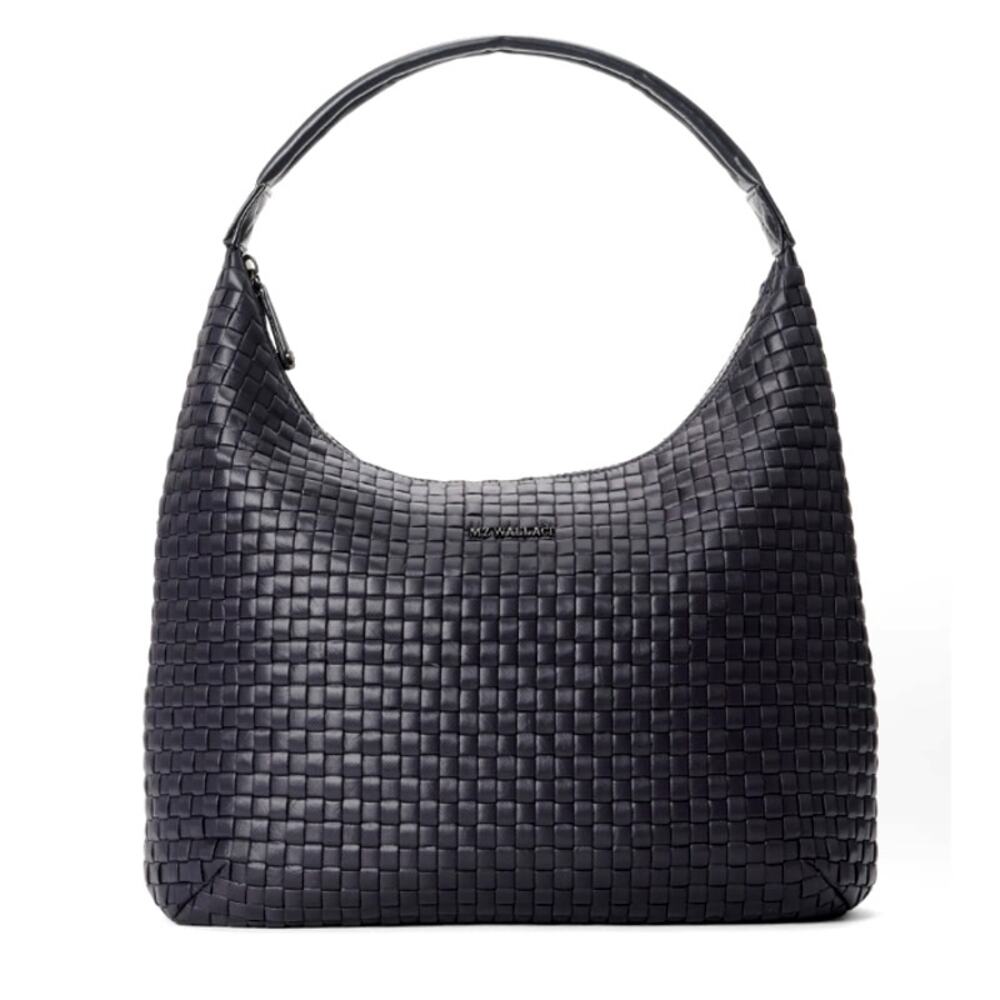 MZ Wallace Black Large Woven Nylon Shoulder Bag